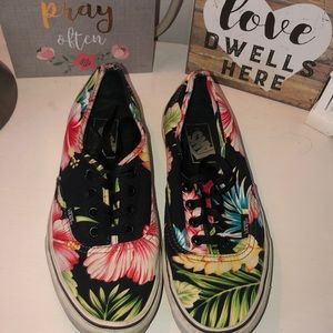 Lightly used floral print vans